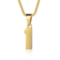 Number Necklaces Personalized Necklaces 18K Gold Plated Initial Number Pendant Stainless Steel Chain Sports Necklaces for Men Women - color: Gold, style: 1