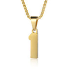 Number Necklaces Personalized Necklaces 18K Gold Plated Initial Number Pendant Stainless Steel Chain Sports Necklaces for Men Women - color: Gold, style: 1