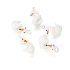 FASHEWELRY 5Pcs Handmade Swan Lampwork Glass Pendants White Swan Goose Spacer Beads Charms for DIY Necklace Bracelet Jewelry Craft Making - color: Swan-White