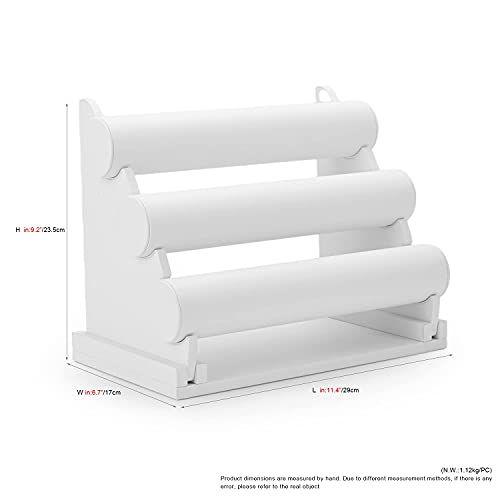 3 Tiers White PU Leather Jewelry Organizer Stand and Display Detachable Bracelet Display Stand Jewelry Tree for Watch Organization - color: 3 tiers-white