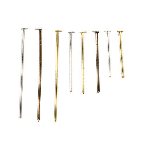 Craftdady 650Pcs Flat Head Pins 16mm 20mm 30mm Mixed Colors Wire Headpins for Jewelry Making - color: Gold & Silver, Flat Headpins