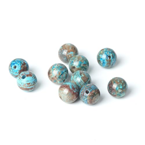 100Pcs Natural Stone 6mm Blue Pattern Agate Round Loose Gemstone Energy Healing Beads Hole Size 1mm DIY Smooth Beads for Bracelet Necklace Earrings Jewelry Making - color: Blue Pattern Agate, size: 6mm