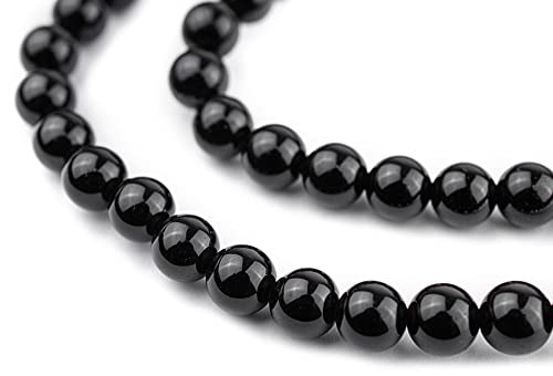 The Bead Chest Round Black Obsidian Beads (8mm): Organic Gemstone Round Spherical Energy Stone Healing Power Crystal for Jewelry Bracelet Mala Necklace Making - color: Black Obsidian, size: 8mm