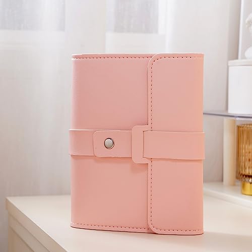 LAKE OF FIRE Earring Holder Organizer with Foldable Book Design Jewelry Book Organizer, Portable Pu Leather Travel Earring Case(Pink) - color: Pink