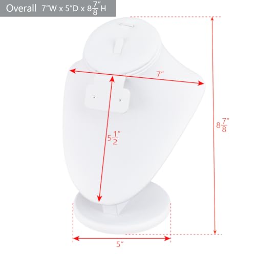 MOOCA White Leatherette Combination Display Jewelry Bust for Necklaces, Earrings, Rings - color: White PU Faux Leather