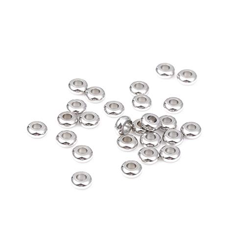 BEADIA Stainless Steel Spacer Beads 6x3mm Rondelle Loose Charm Caps Beads for DIY Jewelry Making 100pcs with 2.5mm Hole - color: 6x3mm 2.5mm