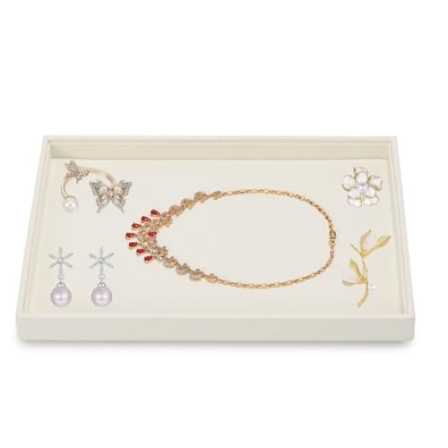 Microfiber Jewelry Display Tray, Stackable Jewelry Drawer Organizer Trays, Ring Necklace Watch Perfume Organizer Display Tray (White) - color: Beige, size: 1 Grid