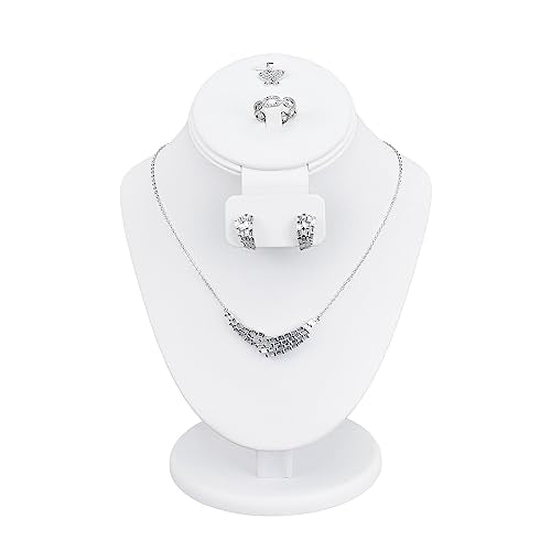 MOOCA White Leatherette Combination Display Jewelry Bust for Necklaces, Earrings, Rings - color: White PU Faux Leather