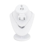 MOOCA 3 Pcs Set White Leatherette Combination Display Jewelry Stand Bust for Necklaces, Earrings, Rings, Jewelry Display For Vendors - color: White PU Faux Leather, 3 pieces
