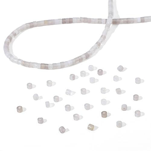 BEADIA Natural Gray Agate Short Cylinder Beads 2x3mm 155pcs Tube Loose Semi Gemstone Beads for Jewelry Making Design - color: Gray Agate