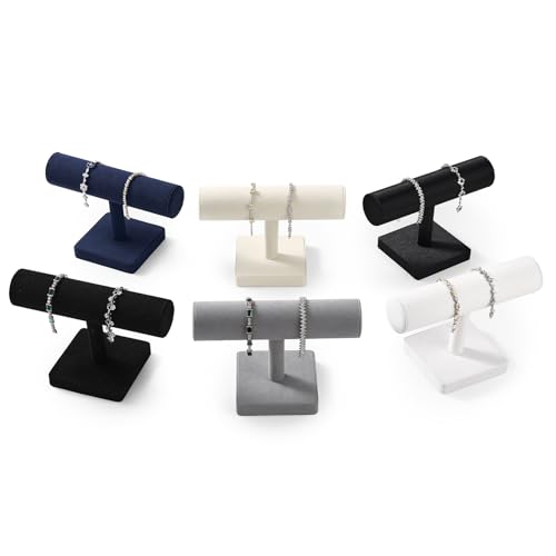 Oirlv Microfiber T-bar Bracelet Watch Organizer Display Stand Professional Jewelry Bracelet Display for Selling (Black,Microfiber) - color: Black