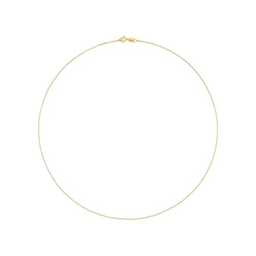 Amazon Essentials Sterling Yellow Gold or Silver Thin 0.8mm Box Chain Necklace - color: Yellow Gold, size: 18"