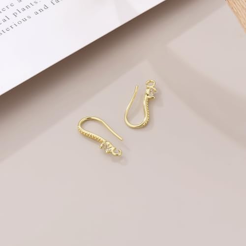 14K Gold Plated Cubic Zirconia Earring Hooks 220PCS Earring Findings for Jewelry Making Hypoallergenic Fish Hooks for DIY Earrings - color: 14K Gold-Small Cubic Zirconia Earring Hooks