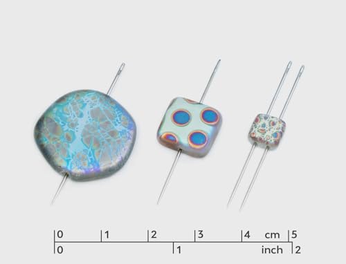 1.75 oz (50g) Mix of Unique Czech Bohemia Glass Pressed Beads, Light Blue AB Sliperit, Patterned, Matte and Glossy, Hand Made BCV - color: FAN Mix Light Blue AB Sliperit