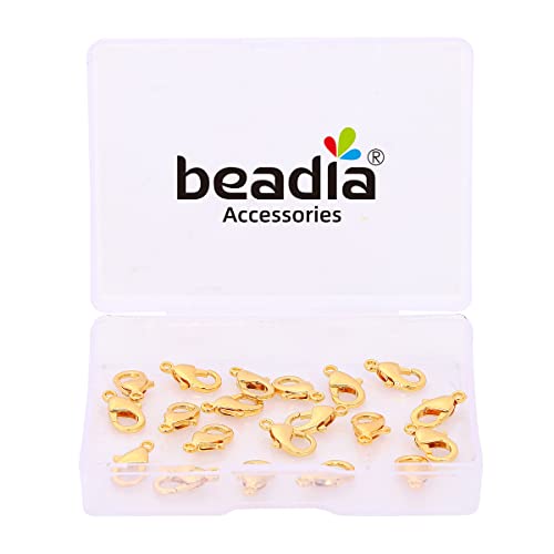 BEADIA 18K Gold Plated Lobster Clasps Non Tarnish 12mm 20pcs for Jewelry Making Findings - color: Lobster Clasps Gold, size: 12mm