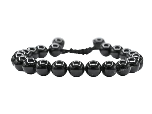 Amazing Gemstone Black Obsidian Bracelet for Women Men's Gifts - Protection Healing Crystal Bracelet - 8mm Gemstone Beaded Adjustable Bracelet Pulseras Para Hombres Mujer Stocking Stuffers - color: Black Obsidian