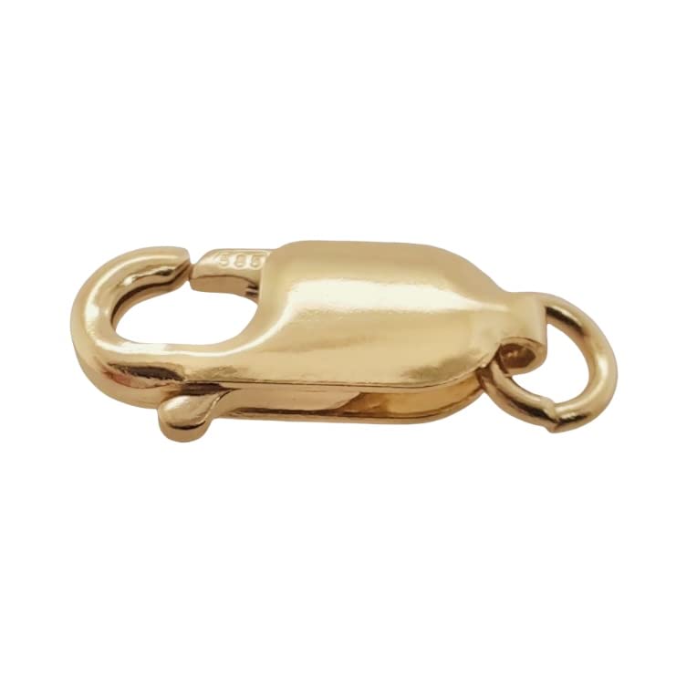 13.6MM 14K Solid Yellow Gold Oval Lobster Clasp with Ring 16.8MM Overall Length Made in Italy by CRAFT WIRE - size: 16.8MM