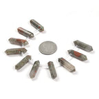 African Bloodstone 32mm Natural Gemstone Hexagonal Wand Jewelry Making Crystal Pointed Chakra Reiki Healing Beads 2mm Hole Drilled(Pack of 10) - color: African Bloodstone