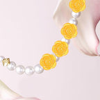 100pcs Rose Flower Beads ABS Plastic Roseflower Shape Spacer Beads Cute Roses Loose Beads Accessories for DIY Friendship Bracelet Necklace Jewelry Making Supplies, Golden Yellow - color: Golden Yellow