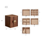 CHOSIN Black Walnut Wooden Jewelry Box 5 Layer Large Wood Jewelry Organizer Brass Handle for Necklaces Rings Earrings Watches Storage Monther Mothers Day Gifts for Mom (7.9x8.7x10.0inches) - style: Ginkgo Leaf - Shaped Handle