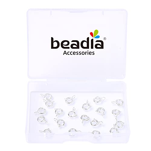 BEADIA Silver Plated Spring Clasps Non Tarnish 6mm 20pcs for Jewelry Making Findings - color: Spring Clasps Silver, size: 6mm
