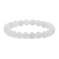 Justinstones 8mm Round Beads Stretch Bracelet 7 Inch Unisex - color: White Quartz
