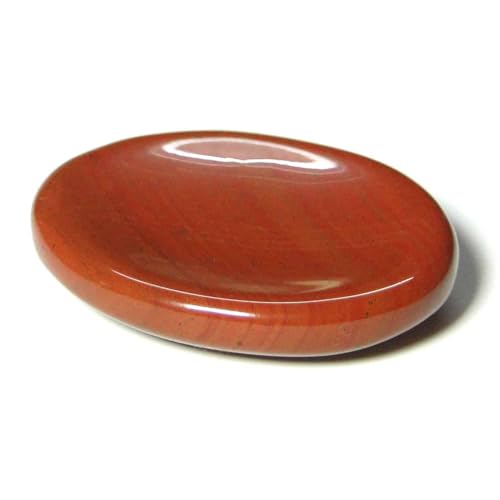 Red Jasper Worry Stone – Natural Thumb Stone for Anxiety Relief, Root Chakra Healing, Meditation, Stress Relief & Pocket Grounding Crystal – Hand-Polished Palm Stone - color: Red Jespar