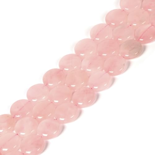 Natural Rose Quartz 20mm Coin Disc Loose Beads 16 Inch for DIY Jewelry Making Beads - color: Rose Quartz