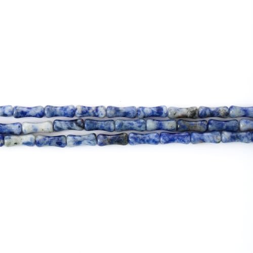 5x12mm Natural Blue Sodalite Stone Bamboo Shape Gem Healing Energy Loose Spacer Beads for DIY Necklace Bracelet Earring - color: Blue Sodalite