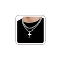 SENRAN Layered Cross Necklace for Men Boys Stainless Steel Layered Cuban Link Chain 16-24 inch Christian Cross Pendant Religious Jewelry Gifts - color: Silver, style: 16inch/18inch