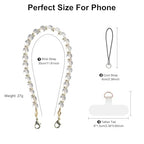TEAMOLA Natural Stone Phone Charm, Handmade Crystal Cellphone Chain for Universal, Beaded Healing Anti Theft Phone Wrist Strap with Tether Tab, Clear Quartz - color: Clear