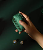 TAIMY Travel Jewelry Case, Mini Jewelry Travel Case, Velvet Small Travel Jewelry Box, Portable Jewelry Travel Organizer Box for Rings Earrings Necklaces(Emerald Green) - color: Mini-Emerald Green