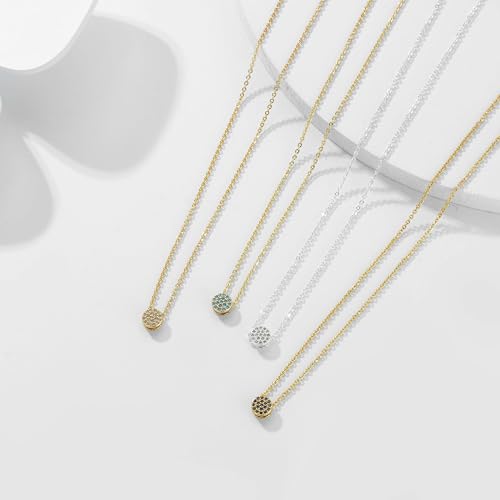 Valloey Rover Gold Necklace for Women 14K Gold Plated Circle Cubic Zirconia Pendant Necklace Dainty Twist Rope Chain Necklace Simple Jewelry Gift for Women - style: CZ-dot