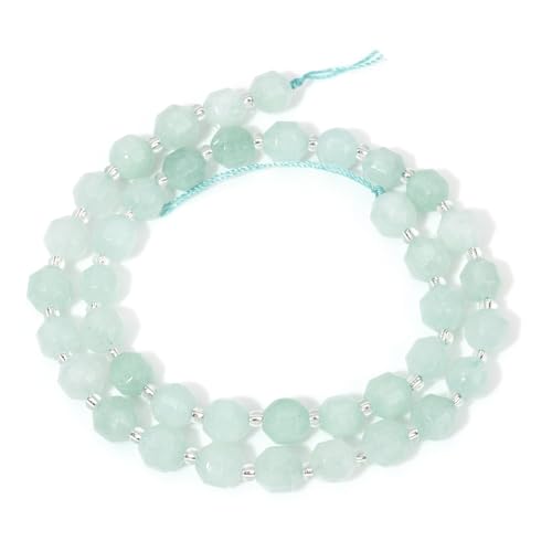 8mm Faceted Natural Jadeite Stone Loose Round Semi Gemstone Beads for Bracelet Necklace Jewelry DIY Making - color: Jadeite-1