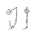 925 Sterling Silver 14K Gold Plated Huggie Half Hoop Earrings — Sleep-Friendly Poke-Free Hypoallergenic Stackable Earring — Comfortable & All Day Wear - color: CZ-White Gold