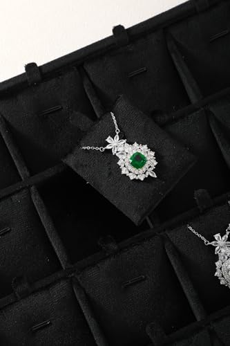 Stackable Jewelry Trays, Velvet Earring Box,Premium Necklace Box,Luxury Jewelry Display Case,Black Pendant Trays - color: Black, size: 24 Grid Pendant Tray