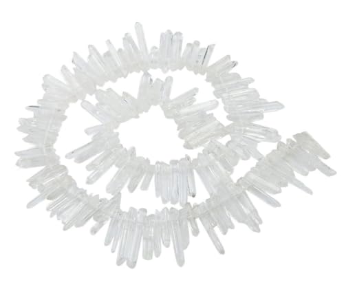 Adabele 15 Inch Natural Raw Healing Clear Crystal White Quartz Gemstone Loose Beads Small Drilled 15 Inch Chakra Gem Stone Drop Stick GA1 - color: Clear Crystal, size: Small Size (15 Inch/1 Strand)