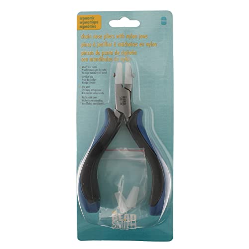 The Beadsmith Chain Nose Nylon Jaw Pliers – 5 inches (127mm) – Ergonomic Handle, Double Leaf Springs – Includes Replacement Heads – Jewelry Making Tool for Creating Bracelets, Earrings & Necklaces - style: Chain Nose