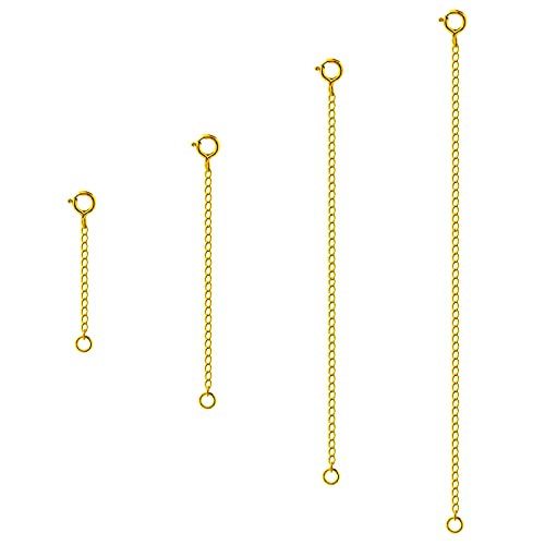 Necklace Extender, 4Pcs Gold 925 Sterling Silver Necklace Extenders Chain Bracelet Anklet Extension for Women Multiple Necklaces Jewelry (1”, 2”, 3”, 4”) - color: Golden