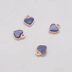 200 pcs Tiny Heart Enamel Charm Gold Plated Alloy Love Pendant Bracelet Earring Keychain Jewelry Crafts 6x8mm - color: Navy