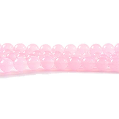 RayLineDo® 48Pcs 8mm Natural Pink Jade Stone Round Beads Loose Beads Wholesale for Jewelry Making - color: Pink Jade, size: 8mm
