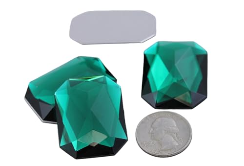 40x30mm Green Emerald A10 Large Flat Back Octagon Acrylic Rhinestones Cosplay Costume Gems Plastic Jewels Embelishments DIY Crafts Gemstones - 4 Pieces - color: Green Emerald A10