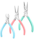 Mr. Pen- Pliers for Jewelry Making, 3 Pack, Chain Nose, Round Nose Pliers Set and Wire Cutter for Beading, Wire Wrapping, Jump Rings, Jewelry Repair, Crafting, DIY - color: Pastel 2