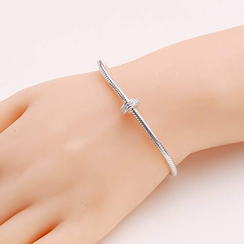 925 Sterling Silver Spacer Charm Bead with Clear CZ for Pandora Charms Bracelets - color: 4pcs Clear