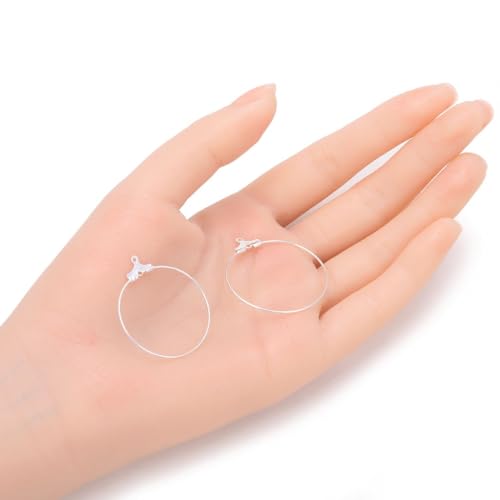 Adabele 100pcs Hypoallergenic Silver 30mm Round Hoop Circle Beading Hoop Link Connector Component for DIY Craft Earrings Jewelry Making CF130-5 - size: Round Hoop (1.2 inch Long)