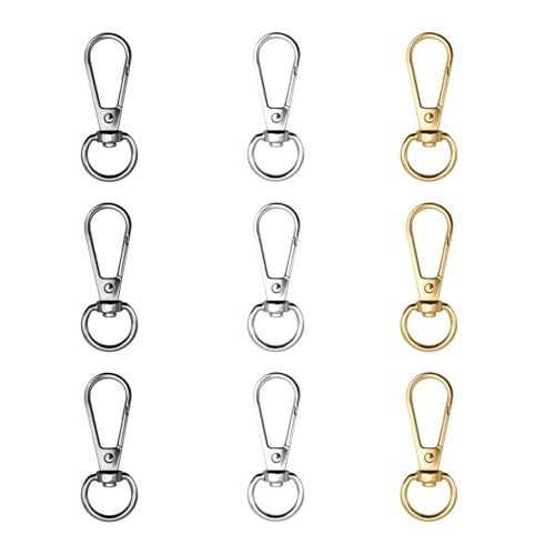 12pcs Swivel Push Gate Snap Hooks Clasps for DIY Crafts Keychain Clip Purse Handbag Making Accessories (Medium(38mm),Multicolour) - color: multicolour, size: Medium(38mm)