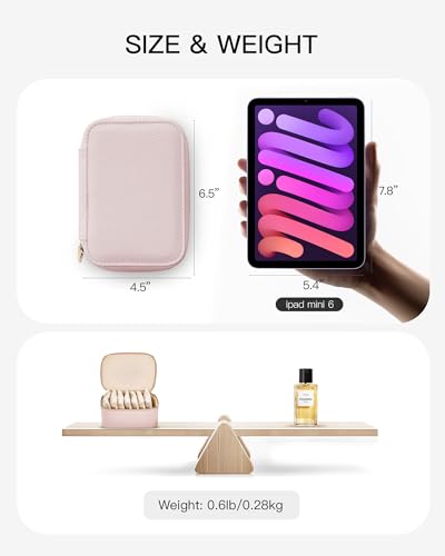 VLANDO Jewelry Box with 8 Velvet Jewelry Bags Travel Jewelry Case for Mothers Day Mom Gifts, Jewelry Organizer Necklace Rings Earrings Bags Gift Ideas for Birthday Bride (Pink) - color: 8PCS-Pink