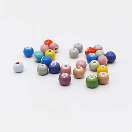 INSPIRELLE 180 Pieces Porcelain Beads Chinese Round Ceramic Beads 8mm for Handmade Jewelry Making Bracelets Necklace Making, Candy - color: Candy