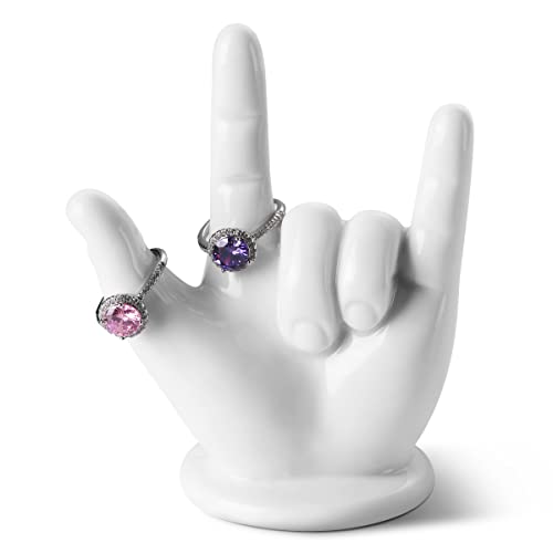 PUDDING CABIN Mothers Day Gifts for Mom Wife, Hand Ring Holder - I LOVE YOU - Wedding Ring Stand, Rings Display, Rings Organizer, Birthday Engagement Gifts for Women, Men, Couple, Home Decor - style: I Love You