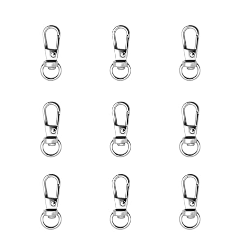 12pcs Swivel Push Gate Snap Hooks Clasps for DIY Crafts Keychain Clip Purse Handbag Making Accessories (Silver,Small(32mm)) - color: Silver, size: Small(32mm)